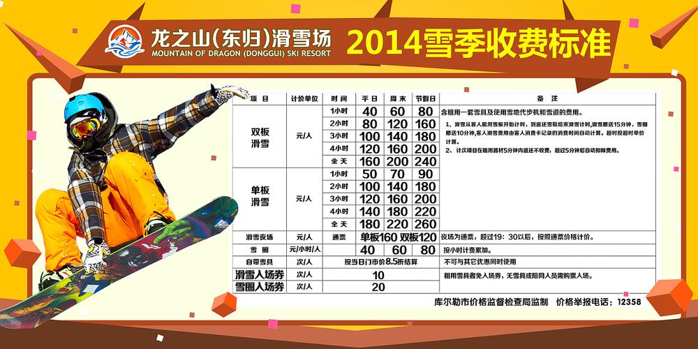 库尔勒市龙之山东归滑雪场2014雪季各类平面
