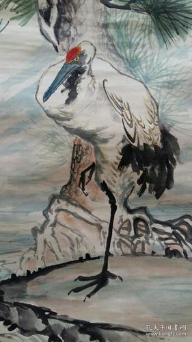老裱……安徽著名老画家(张宝鉴)53×108……松鹤
