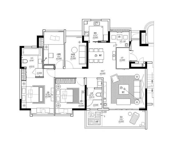 三室一厅平面图户型图(11/11)