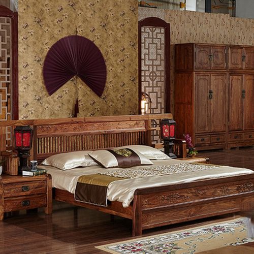 刺猬紫檀花梨木实木中式大床q103