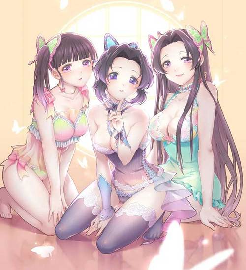 鬼灭之刃蝴蝶忍泳装虫柱蝴蝶忍p衣同人图