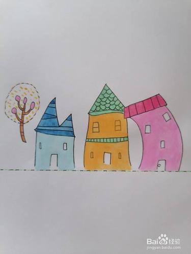 弯曲的小房子怎么画简单