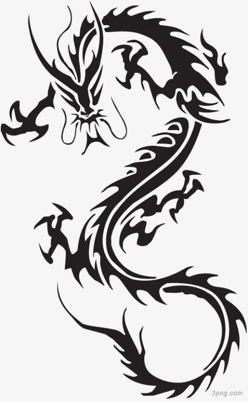 龙纹剪影png素材透明免抠图片-其他元素