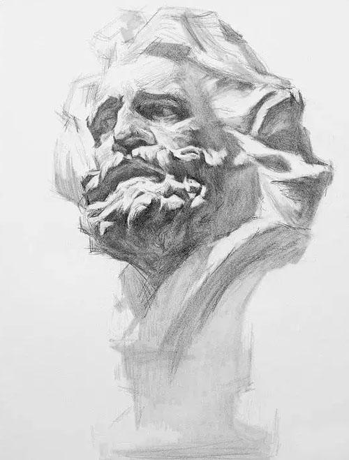 马赛石膏素描步骤图 美术生看完就知如何画了!