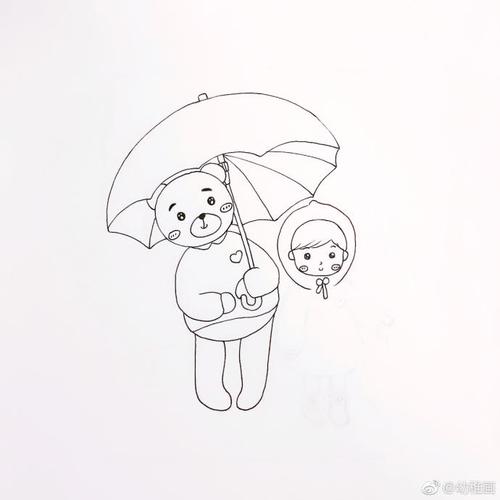 在雨中漫步的朋友简笔画