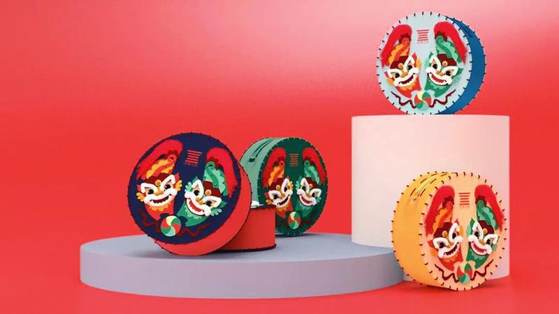 文创产品diy儿童小挎包结合了"双狮滚球"祥纹 (图片来源广西民族博物