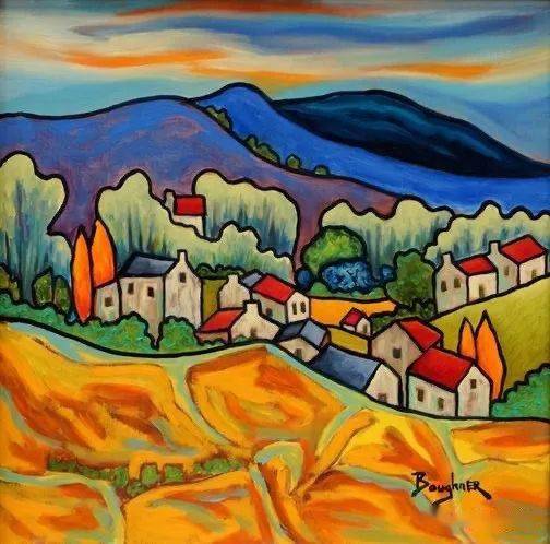 水粉临摹素材构图很有设计感的一组色彩风景