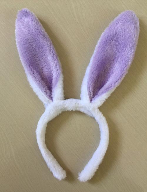 厂家直销儿童节小兔子头饰表演道具兔女郎毛绒兔耳朵发箍地推扫码