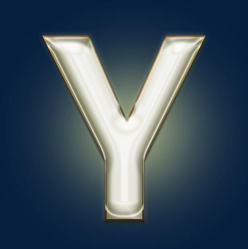 金色镏金光效psd字母y_艺术字设计_千库网