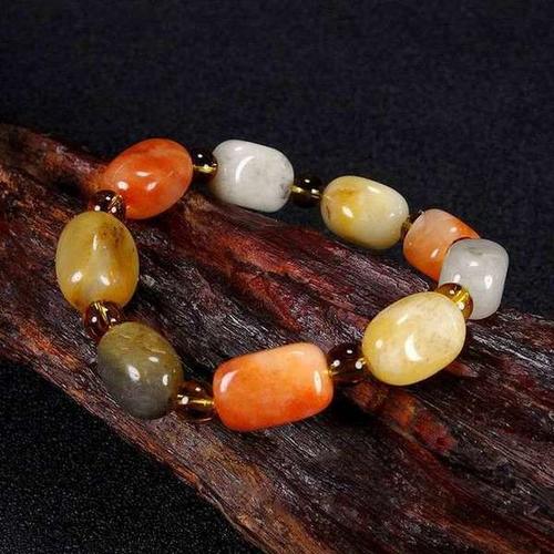 新疆金丝玉多宝五彩手串天然金丝玉