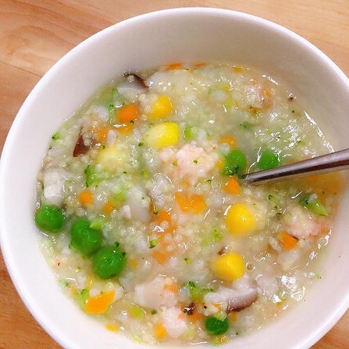 宝宝辅食食谱 玉米西蓝花虾粥