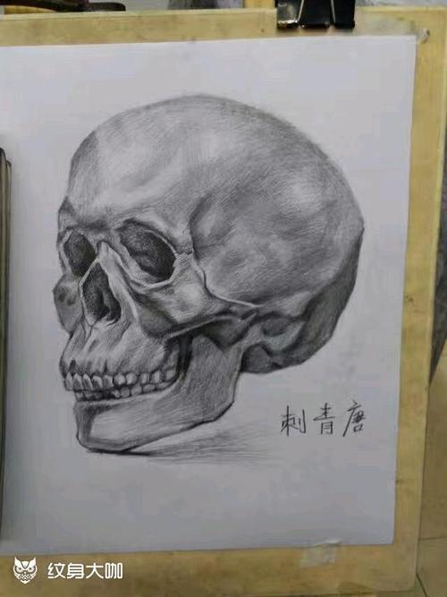 本人电话微x同步15500014644骷髅胸部背部 作品简介:素描微信联系骷髅