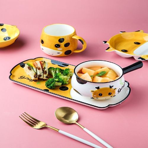 川岛屋日式可爱儿童早餐餐具套装一人食卡通分格餐盘创意网红家用