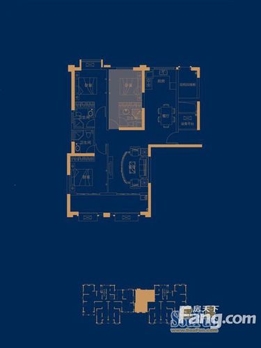 晋江世茂御龙湾户型图8#楼c户型3室2厅3卫1厨