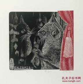 韩亚丰版画藏书票原作《猫》