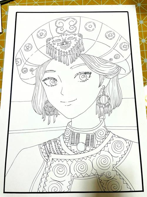 漫画人物临摹素材 少数民族少女_漫画_临摹_素材_绘画_儿童画_人文