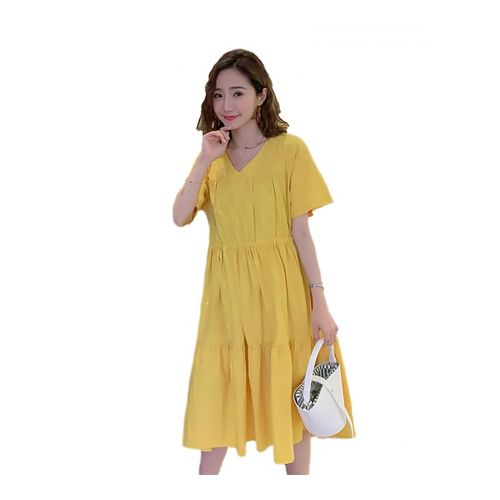 百士发baishifa微胖妹妹的2019夏天装新款大码女装连衣裙子胖女人收腰