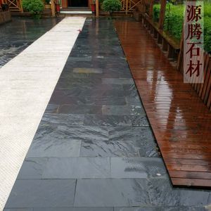 天然青石板岩庭院地面青砖文化石材防滑铺路石片仿古别墅园林地砖