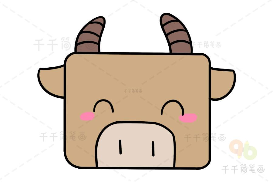 形状变变变 用长方形画小牛头像_神奇画简笔画