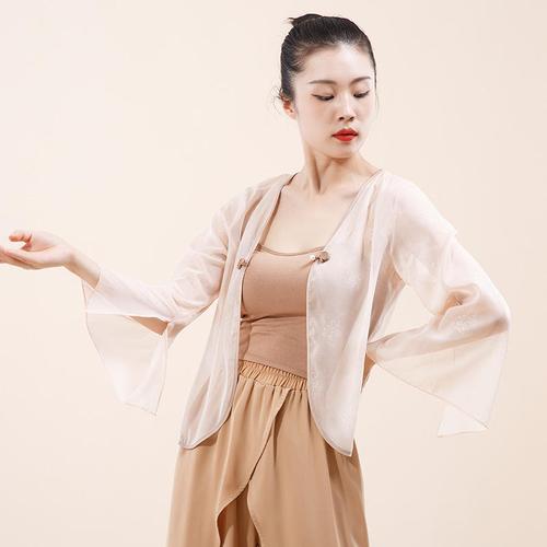 采购2022夏古典舞蹈练功服女成人网纱飘逸身韵演出民族舞短袖舞蹈纱衣