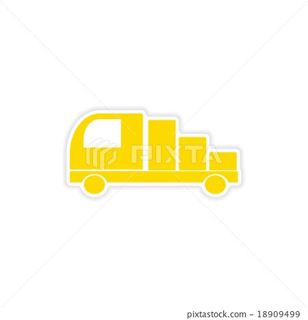 图库插图: icon sticker realistic design on paper car cargo