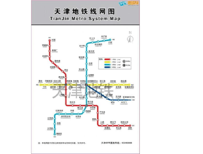天津地铁线路图 及相关换乘公交
