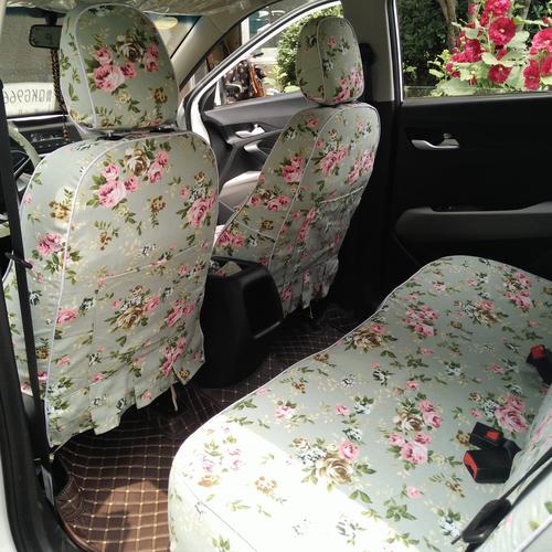 定做汽车座套女士田园碎花四季通用棉帆布座套汽车座椅套宝骏510