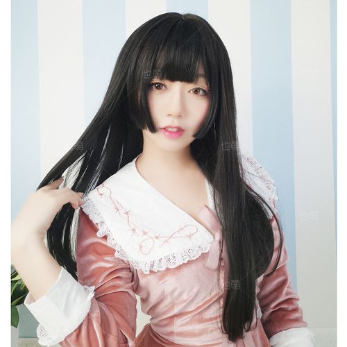 姫カット姬发式日系假发女长直发日常cos黑色三刀平刘海水母头 $69.