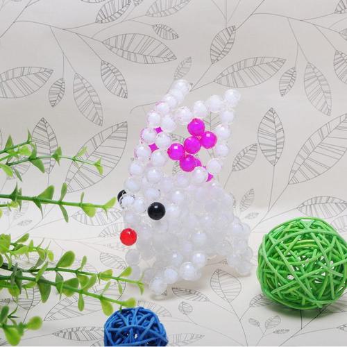 亚克力珠子 家居成品批发 diy手工串珠 串珠动物【小白兔10厘】