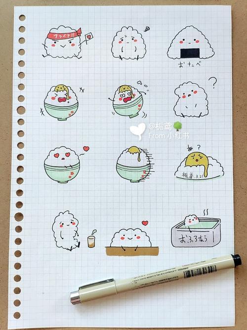 96饭宝宝手帐素材简笔画简笔画手帐贴纸简笔画教程兴趣爱好