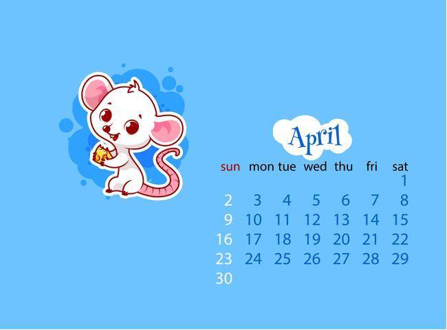 卡通/手绘 > 【psd】 日历2017年4月挂历日期时间动物  分类:卡通