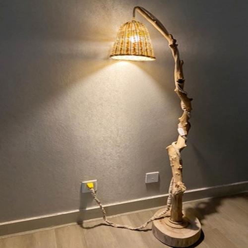 实木灯落地灯编织灯罩原客厅挂钩装饰灯架卧室干树枝diy生态衣架