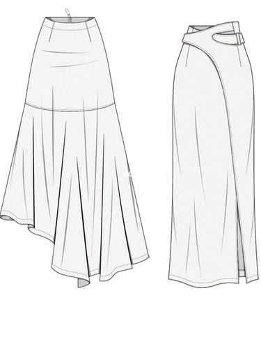 服装设计半裙款式图线稿练习_服装设计_半裙_线稿_时尚_穿搭