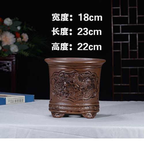 宜兴仿古精品紫砂花盆复古四方六角盆景兰花盆君子兰陶瓷特大花盆视频