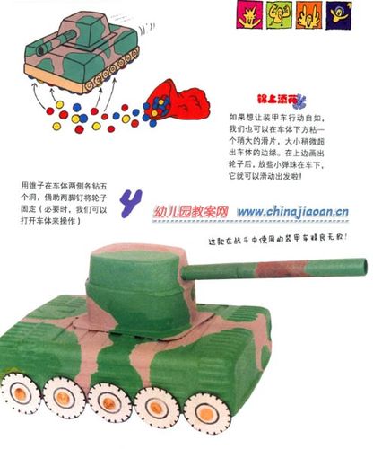 纸盒做的装甲车_幼儿废旧物品手工教程_幼儿园手工大全