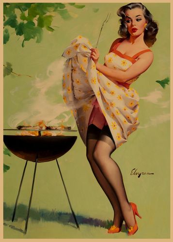 pin up女郎性感招贴画复古牛皮纸二战海报酒吧咖啡厅装饰墙画43-2
