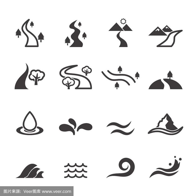 符号,河流,水,形状,山