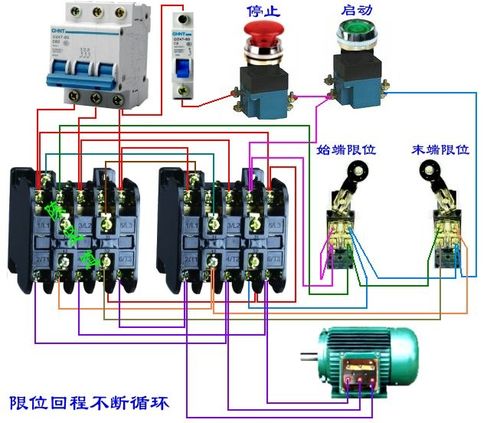 我想用两个限位开关控制电机循环正反转,怎么做您能帮助我吗?