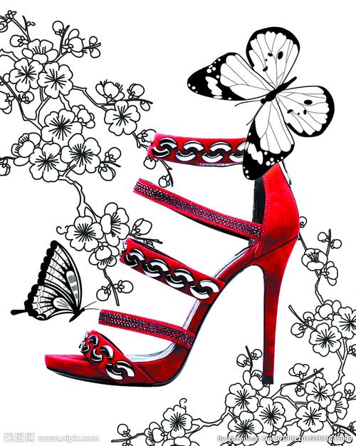 红色高跟鞋设计图__卡通设计_广告设计_设计图库_昵图