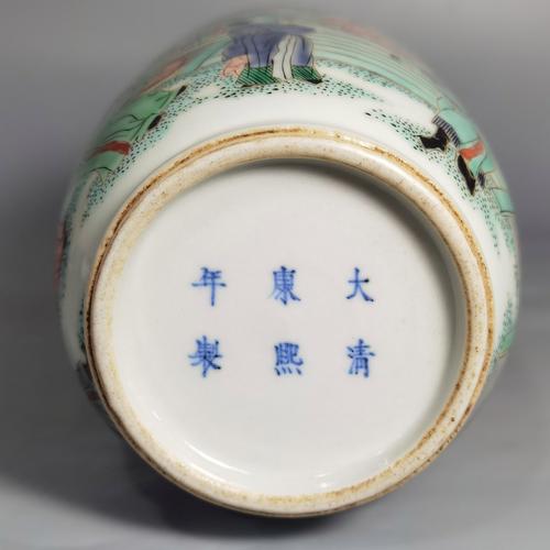 清康熙 五彩人物故事图棒槌瓶 尺寸 高22 肚径9