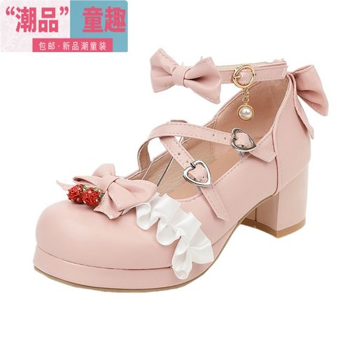 eddieeva儿童高跟鞋洛丽塔公主鞋中大童单鞋小女孩鞋子舞台演出鞋女童