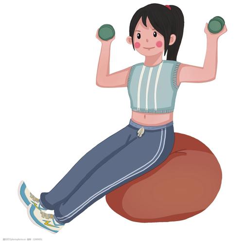 瑜伽球健身 健身的小女孩 漂亮的小女孩 黄色的瑜伽球 卡通人物