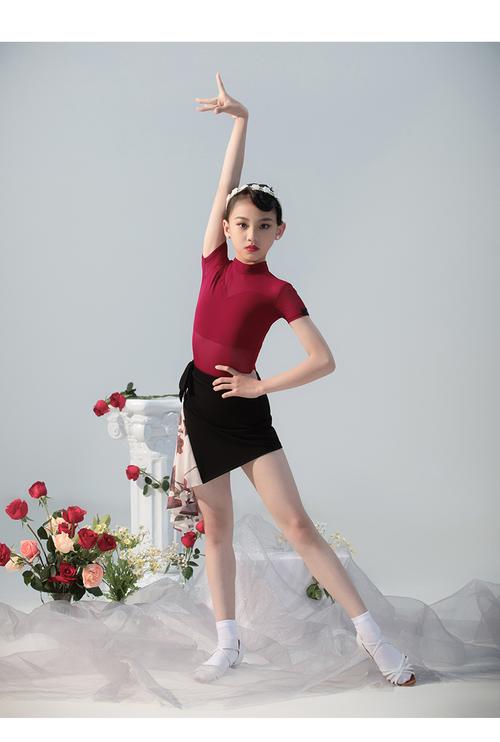 女童拉丁舞服比赛服时尚茜卡索拉丁舞服女童夏季练功服舞衣上衣新款