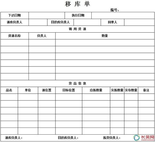 入库单 出库单 移库单