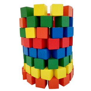 100粒彩色拼装正方形积木 感觉空间方块2.0cm儿童教具教学积木
