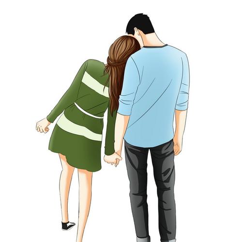 手牵手靠在一起的情侣背影情人节撒狗粮683165png图片素材