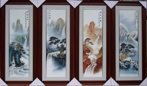 春夏秋冬瓷板画