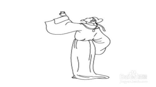 诗圣李白饮酒作诗简笔画