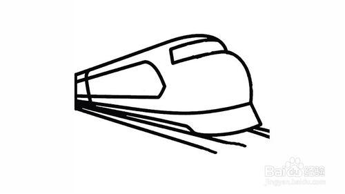 4 最后用水彩笔为急速行驶动车涂上颜色,一幅急速行驶动车简笔画完成