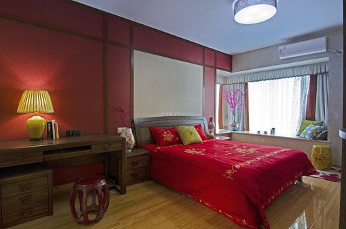 2018中式两房婚房卧室装修设计图片